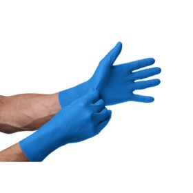   Mănuși nitril premium Mercator GoGrip Long, albastre, lungime 30 cm