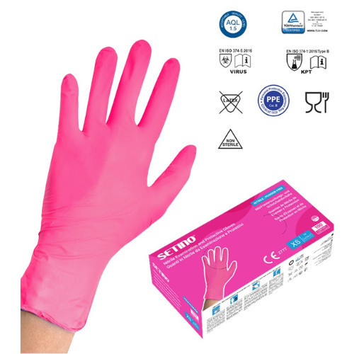 Mănuși Setino roz din nitril