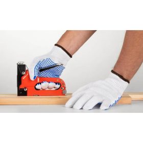 Mănuși MERCATOR tech albe cu buline din BUMBAC, mărimea M